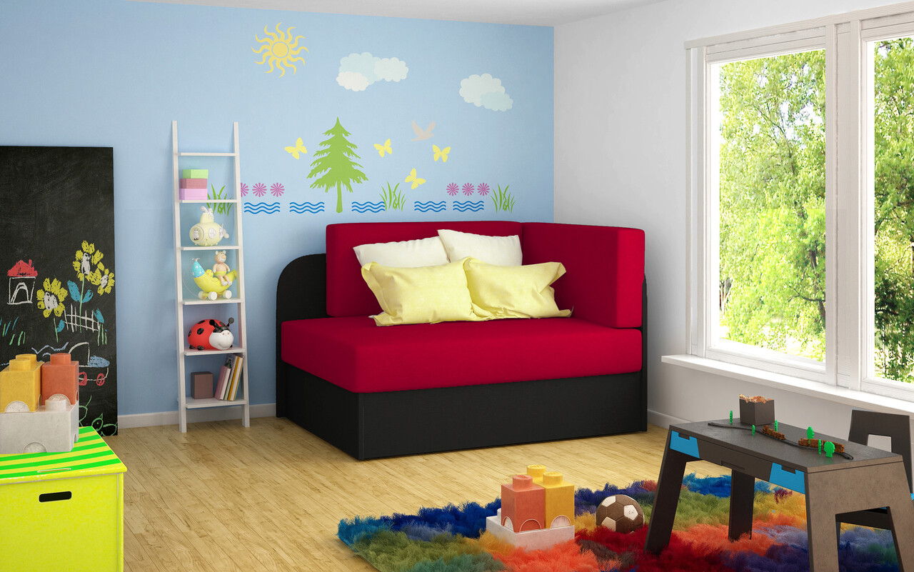 Canapea extensibila 2 locuri, ELTAP, Rosa, 104x75x60 cm, lemn/poliester, rosu/negru - imagine 5